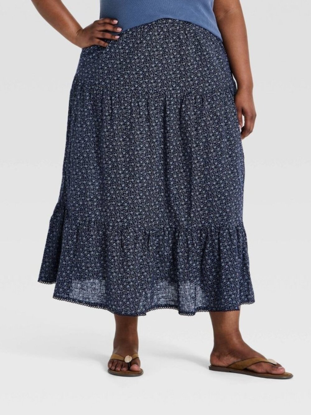Women's Printed Maxi Full Skirt - Universal Thread Navy Blue Floral XXL